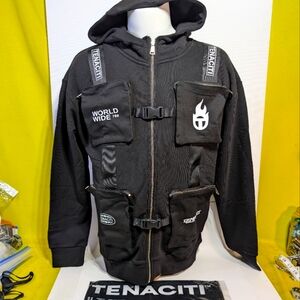 Tenaciti Studios Hoodie Multi-zip-pockets Black Size XL Style No.174 MSRP $180